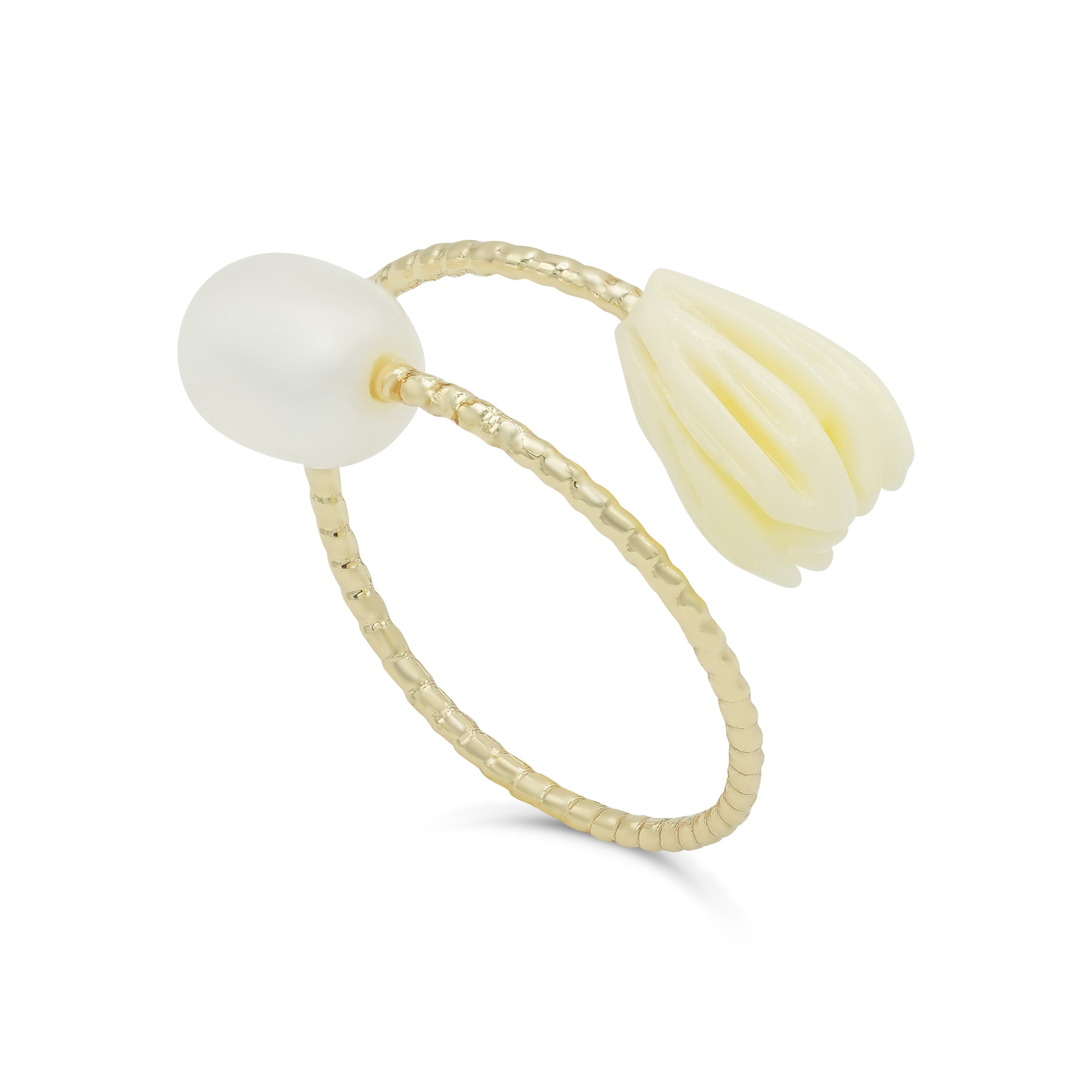 Elegant Bloom Adjustable Pearl Ring