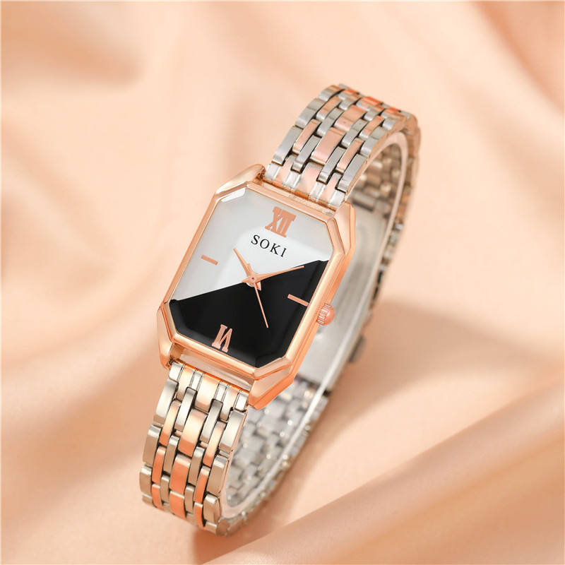 NoirViva Black & White Dial Ladies Watch and Bracelet Set