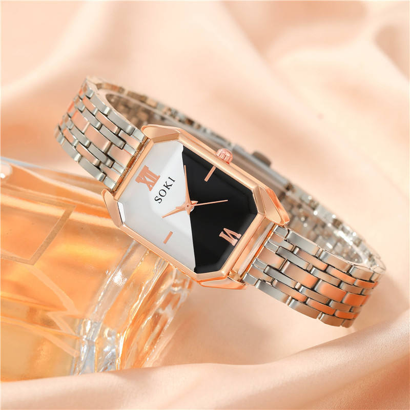 NoirViva Black & White Dial Ladies Watch and Bracelet Set