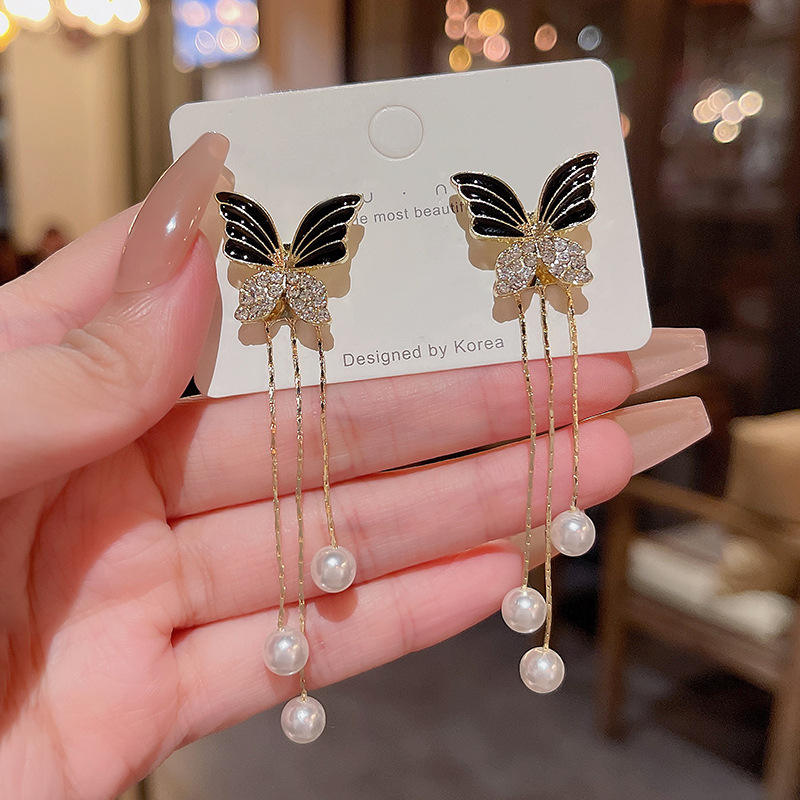 NoirWings Korean Inspired Black Butterfly Earrings