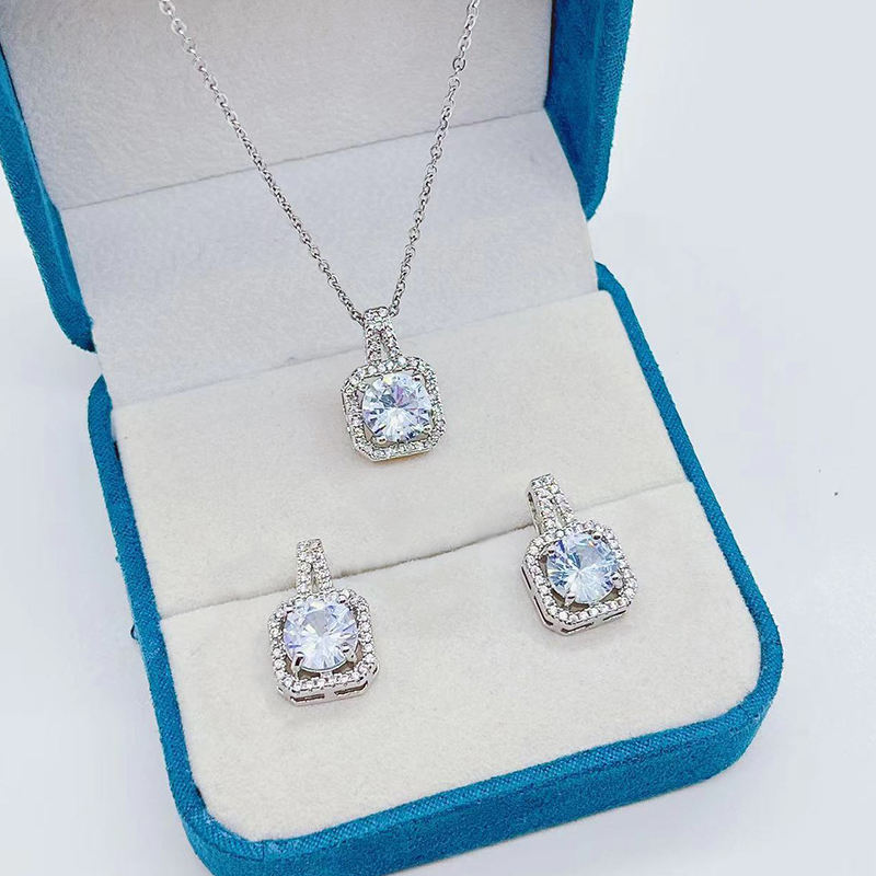 Luxury Bling Zircon Crystal Earrings Necklace Set